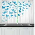 thumbnail image 1 of Ambesonne Vintage Blue Kitchen Curtains, Butterfly Flock, 55"x39", Azure Blue Pale Blue, 1 of 3