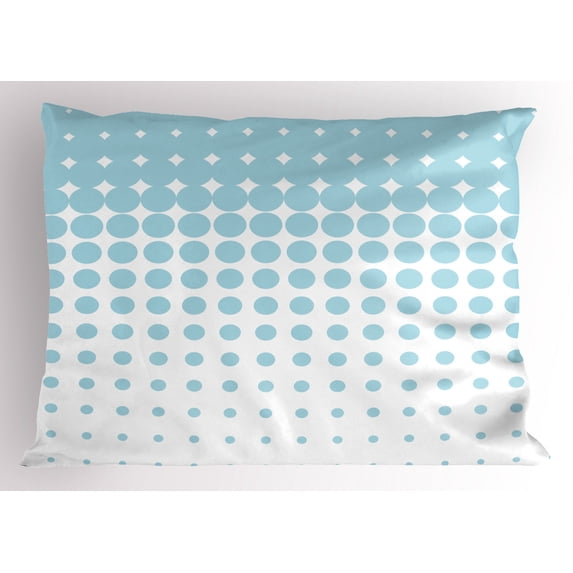 Ambesonne Vintage Blue Pillow Sham, Vanishing Dots, 26" X 20", Pale Blue and White