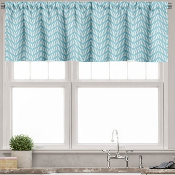 Ambesonne Vintage Blue Valance Pack of 2, 4 Lines Retro Style, 54"X18", Pale Blue White