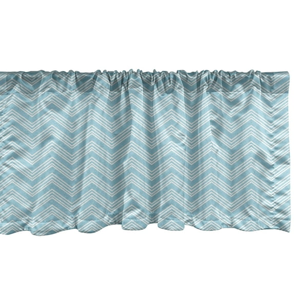 Ambesonne Vintage Blue Window Valance, 4 Lines Retro Style, 54" X 12", Pale Blue White