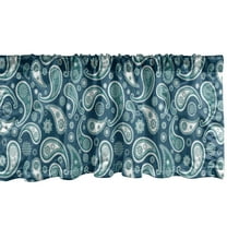 Ambesonne Vintage Blue Window Valance, Eastern Paisley, 54" X 18", Dark Blue Teal and White