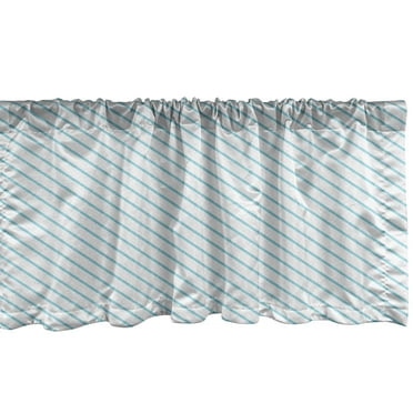 Ambesonne Vintage Blue Window Valance, Synchronous Blue Line, 54" X 18", Pale Blue White