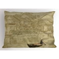 thumbnail image 1 of Ambesonne Vintage Boat Pillow Sham, Vietnam Scenery, 36" X 20", Sepia Beige, 1 of 2
