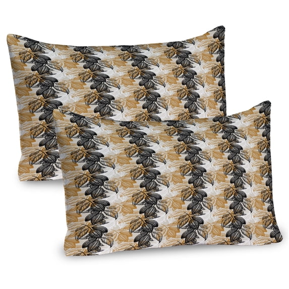 Ambesonne Vintage Botany Pillow Sham 2 Pack, Close up Cocoa Beans, 30"x20", Amber Charcoal Grey