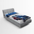 thumbnail image 1 of Ambesonne Vintage Car Fitted Sheet, Retro Themed Car Print, Twin XL Size, Blue and Red, 1 of 2
