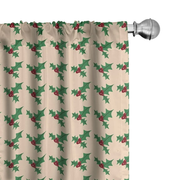 Ambesonne Vintage Christmas Curtains, Mistletoe Pattern, Pair of 28"x95", Jade Green Raspberry