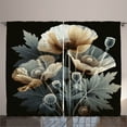 thumbnail image 1 of Ambesonne Vintage Curtains 2 Panel Set, Dreamy Poppy Flowers Leaves, 108" x 90", Laurel Green Black Tan, 1 of 2