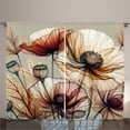 thumbnail image 1 of Ambesonne Vintage Curtains 2 Panel Set, Fantasy View Poppy Flowers, 108" x 90", Pale Maroon Grey Yellow, 1 of 2