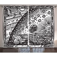 thumbnail image 1 of Ambesonne Vintage Curtains 2 Panel Set, Moon Sun Planets Image, 108" x 90", Charcoal Grey, 1 of 3