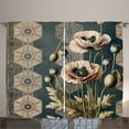 thumbnail image 1 of Ambesonne Vintage Curtains 2 Panel Set, Nostalgic Colors Poppy Art, 108" x 63", Pale Salmon Avocado Green, 1 of 2