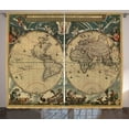 thumbnail image 1 of Ambesonne Vintage Curtains 2 Panel Set, Old Map World, 108" x 63", Multicolor, 1 of 3