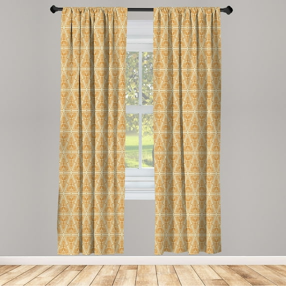 Ambesonne Vintage Curtains, Art Nouveau Floral Print, Pair of 28"x84", Pale Earth