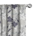 thumbnail image 1 of Ambesonne Vintage Curtains, Blooming Magnolia Buds, Pair of 28"x84", Dark Mauve Pale Grey, 1 of 5