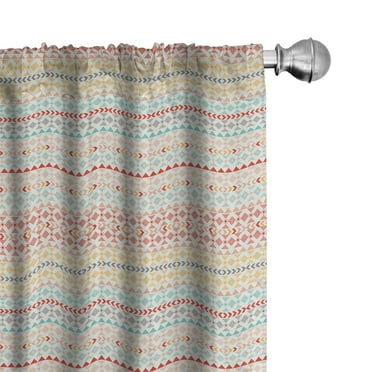 Ambesonne Vintage Curtains, Boho Stripes and Shapes, Pair of 28"x63", Multicolor