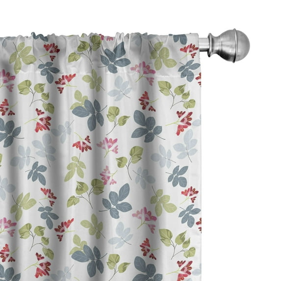 Ambesonne Vintage Curtains, Clivia Flowers Leaves Art, Pair of 28"x84", Avocado Green Dark Pink