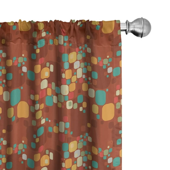 Ambesonne Vintage Curtains, Colorful Abstract Motif, Pair of 28"x95", Multicolor