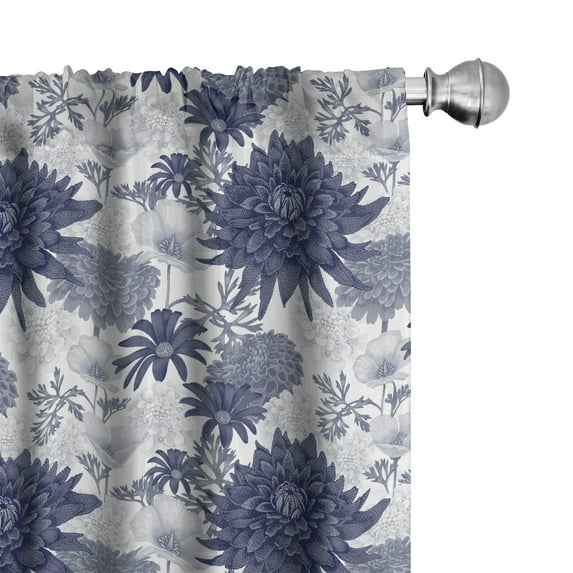 Ambesonne Vintage Curtains, Dotted Digital Paint, Pair of 28"x63", Blue White