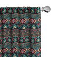 thumbnail image 1 of Ambesonne Vintage Curtains, Eastern Doodles, Pair of 28"x84", Dark Coral Aqua Yellow, 1 of 5
