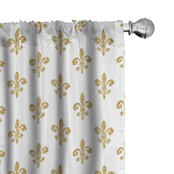 Ambesonne Vintage Curtains, European Lily Noble, Pair of 28"x95", Yellow White