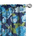 thumbnail image 1 of Ambesonne Vintage Curtains, Flora Roses on Plain Back, Pair of 28"x84", Sky Blue and Yellow Green, 1 of 5