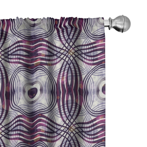 Ambesonne Vintage Curtains, Geometric Stripe Circle, Pair of 28"x84", Lavender Plum