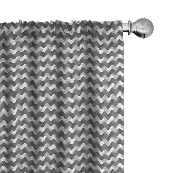 Ambesonne Vintage Curtains, Gradient Retro Lines, Pair of 28"x63", Charcoal Grey