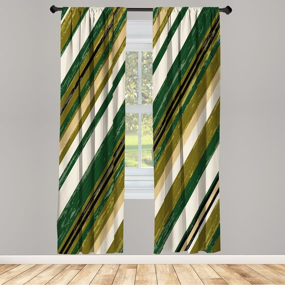 Ambesonne Vintage Curtains, Grungy Background Abstract, Pair of 28"x95", Forest Green