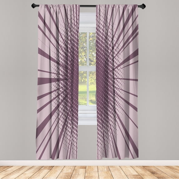 Ambesonne Vintage Curtains, Halftone Effect Comic Print, Pair of 28"x84", Eggplant