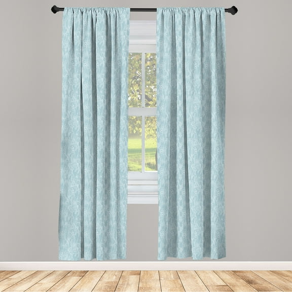 Ambesonne Vintage Curtains, Lace Pattern Victorian Art, Pair of 28"x84", Pale Blue