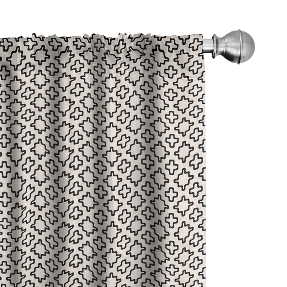 Ambesonne Vintage Curtains, Leaf Like Simplified Shapes, Pair of 28"x63", Charcoal Grey and Champagne