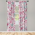 thumbnail image 1 of Ambesonne Vintage Curtains, Leafy Oriental Scroll Print, Pair of 28"x95", Maroon Seafoam, 1 of 2