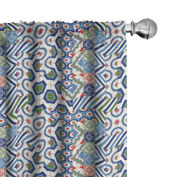 Ambesonne Vintage Curtains, Motifs of Moroccan Design, Pair of 28"x95", Multicolor