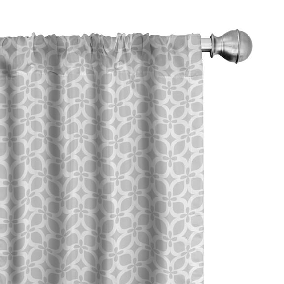 Ambesonne Vintage Curtains, Nostalgic Circular Square, Pair of 28"x84", Pale Grey White