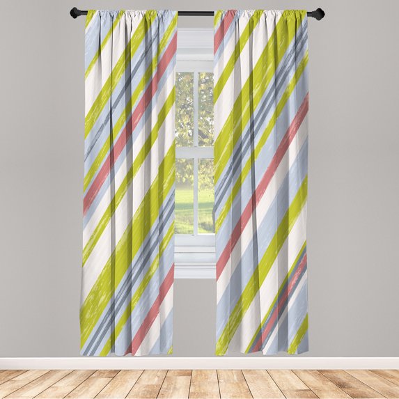 Ambesonne Vintage Curtains, Old Aged Design Grunge Back, Pair of 28"x63", Yellow Green