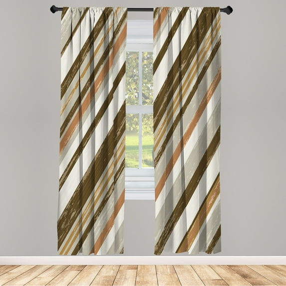 Ambesonne Vintage Curtains, Old Aged Design Grunge Back, Pair of 28"x95", Pale Caramel