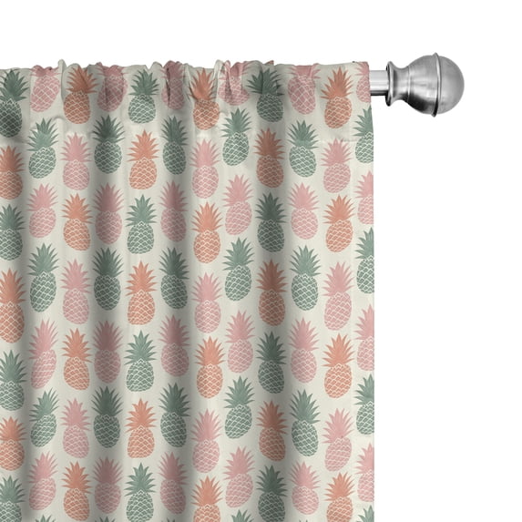 Ambesonne Vintage Curtains, Pineapple Silhouettes, Pair of 28"x95", Multicolor
