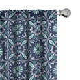 thumbnail image 1 of Ambesonne Vintage Curtains, Repeating Floral Shapes Art, Pair of 28"x63", Soft Pink Teal Green, 1 of 4