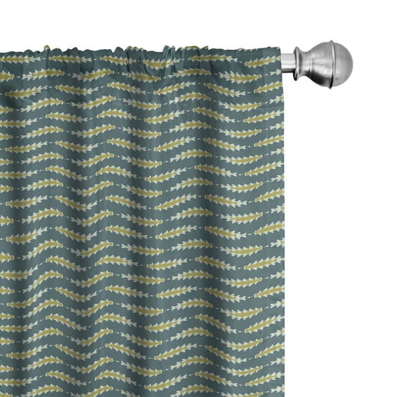 Ambesonne Vintage Curtains, Repeating Pinecones Lines, Pair of 28"x84", Grey Teal Khaki and Green