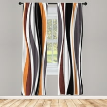 Ambesonne Vintage Curtains, Retro Funky Lines Abstract, Pair of 28"x63", Black Apricot