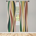 thumbnail image 1 of Ambesonne Vintage Curtains, Retro Funky Lines Abstract, Pair of 28"x84", Forest Green, 1 of 2