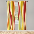 thumbnail image 1 of Ambesonne Vintage Curtains, Retro Stripes Funky Print, Pair of 28"x63", Mustard Ruby, 1 of 2