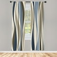 thumbnail image 1 of Ambesonne Vintage Curtains, Retro Stripes Funky Print, Pair of 28"x84", Blue Grey, 1 of 2