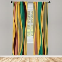 Ambesonne Vintage Curtains, Retro Stripes Funky Print, Pair of 28"x84", Pale Orange