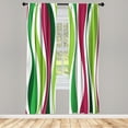 thumbnail image 1 of Ambesonne Vintage Curtains, Retro Stripes Funky Print, Pair of 28"x95", Lime Green, 1 of 2