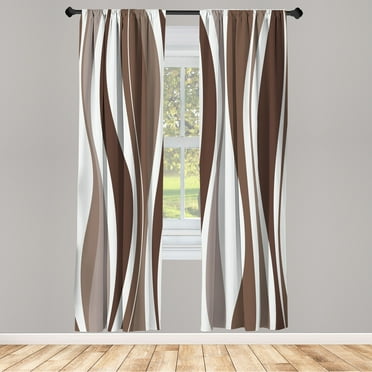 Ambesonne Vintage Curtains, Retro Stripes Funky Print, Pair of 28"x95", Pale Redwood