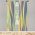thumbnail image 1 of Ambesonne Vintage Curtains, Retro Stripes Funky Print, Pair of 28"x95", Pastel Yellow, 1 of 2