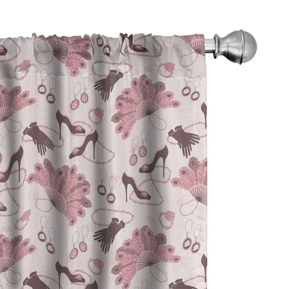 Ambesonne Vintage Curtains, Retro Women Fashion, Pair of 28"x95", Pale Pink