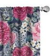 thumbnail image 1 of Ambesonne Vintage Curtains, Roses Watercolor Retro Art, Pair of 28"x63", Raspberry Laurel Green, 1 of 5