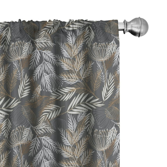 Ambesonne Vintage Curtains, Rustic Branches Leaves, Pair of 28"x63", Brown Grey Coconut
