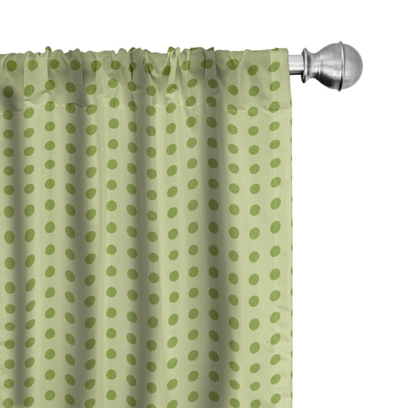 Ambesonne Vintage Curtains, Thai Pattern Circles Art, Pair of 28"x95", Lime Green Pale Khaki